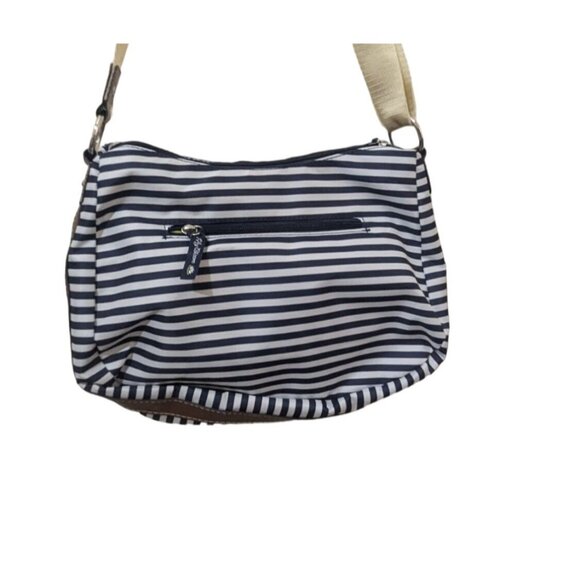 Lily Bloom Navy & White Striped Crossbody Bag With Adjustable Beige Strap Functi - Picture 2 of 6